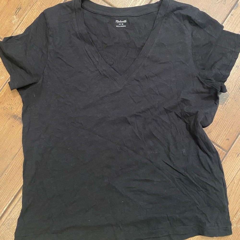 Madewell v neck black cotton t shirt size medium